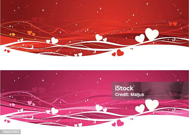 Valentines Heart Wave Red And Pink Background Templates Stock Illustration - Download Image Now