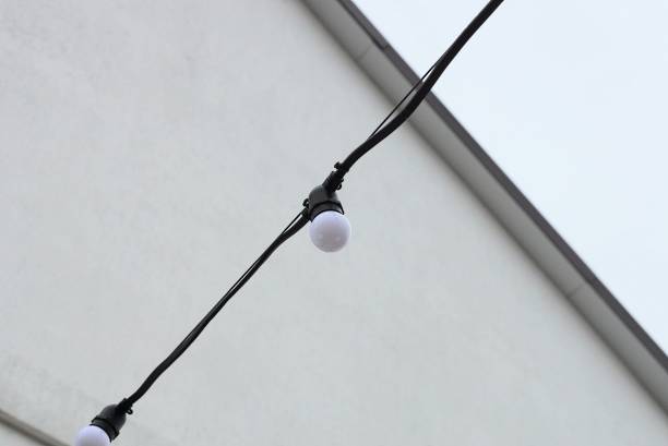 istock one small white light bulb on a black electric wire 1365223087