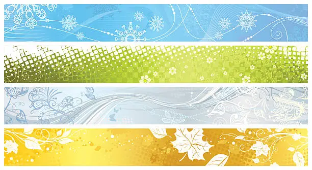 Vector illustration of Set of banners for four seasons