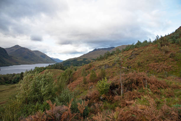 Lake Loch Shiel in Scotland highland Scenic view on the lake and Glenfinnan Valley, Scottish Highland, UK glenfinnan monument stock pictures, royalty-free photos & images