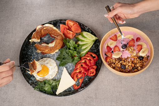 Turkish breakfast and acai bowl