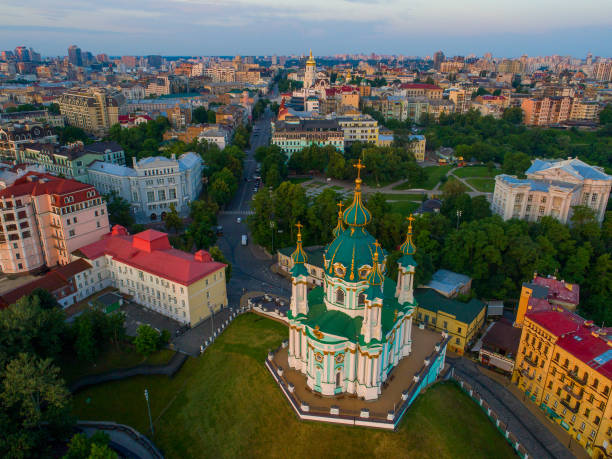 istock St. Andrew's Church aerial view.