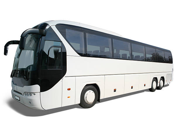 흰색 버스 - bus coach bus tour bus isolated 뉴스 사진 이미지