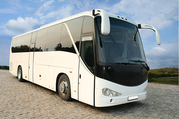 istock A luxurious white coach with tinted windows 136523164