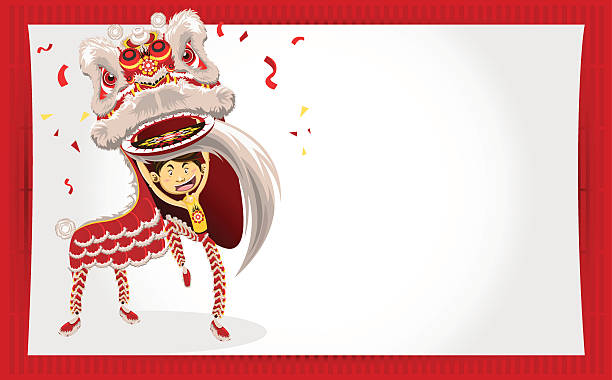 Carte de voeux de nouvel an chinois Lion danse - Illustration vectorielle