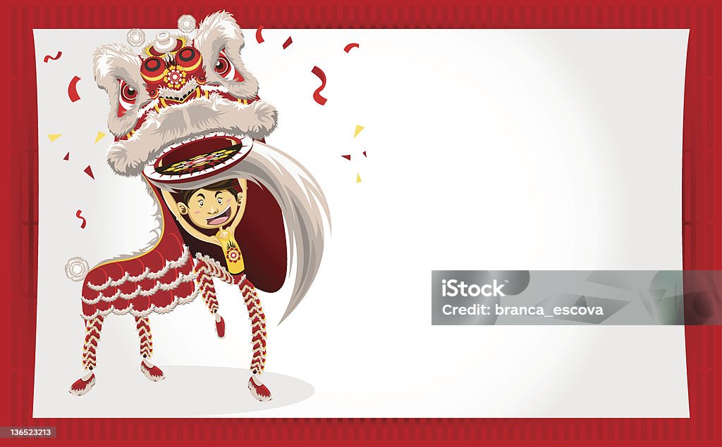 Chinese New Year Greeting Card Lion Dance An Illustration Of Chinese New Year Greeting Card.  Imperial Lion stock vector