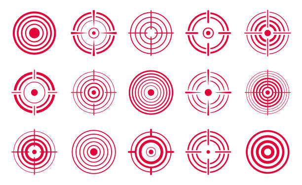 czerwone ikony docelowe - telescopic sight stock illustrations