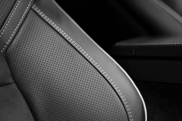istock Leather seat seam of modern car 1365236105