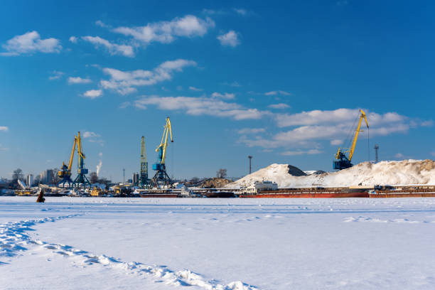 istock Cargo cranes in the port.