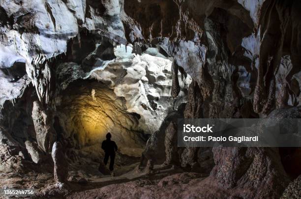 Cave Of The Five Lakes Monte Nerone Stock Photo - Download Image Now - Cave, Geologist, Deep