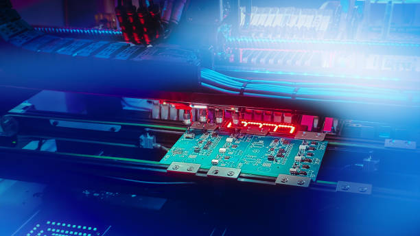 istock Automatic production of computer chips by SMT Pick and Place machine with Machine Vision System 1365244793