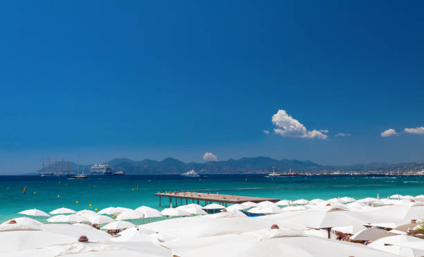 Panorama of the promenade in the city of Cannes."n - fotografia de stock