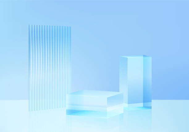 istock 3d background products display minimal glass podium scene with geometric platform. background vector 3d with winners podium. stand to show cosmetic products. Stage showcase on pedestal modern studio blue crystal pastel 1365247390