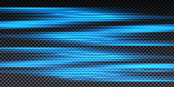 Velocity light effect. Horizontal lens flares and Laser beams, horizontal light rays Velocity motion. Vector blue glowing illustration. vector art illustration