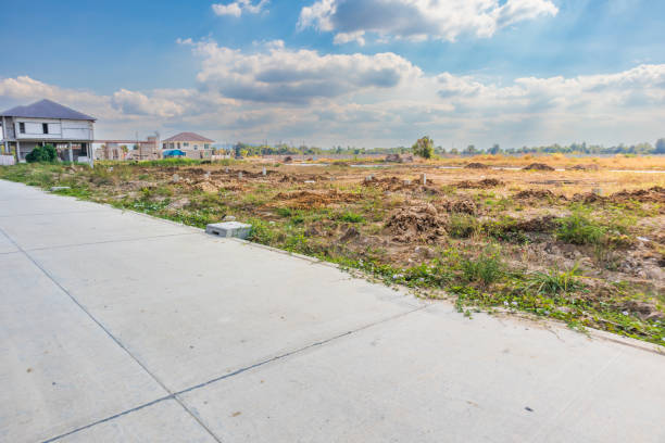 Empty land for housing estate development construction new house project