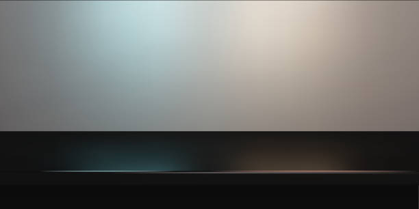 black steel countertop, empty shelf vector realistic mockup - 吧台 圖片 幅插畫檔、美工圖案、卡通及圖標