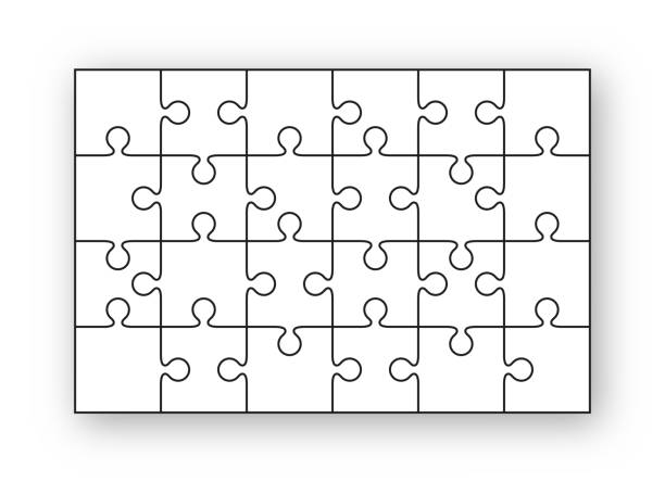 퍼즐 그리드. 24 개 조각 직소. 벡터 그림입니다. - jigsaw piece choice banner number stock illustrations