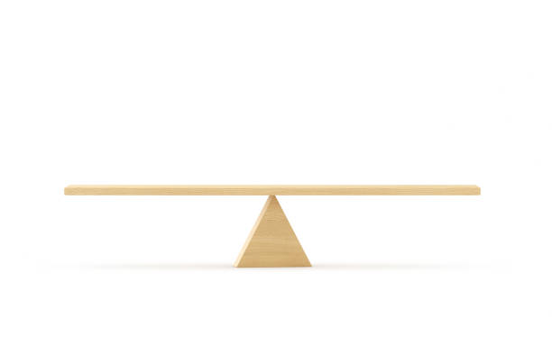 Wooden Seesaw Scale Sitting Balancing Front View on White Background stock photo 3d Render Wooden Seesaw Scale Sitting Balancing Front View on Isolated White Background (Clipping Path) balance stock pictures, royalty-free photos & images