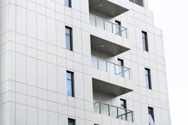 istock Balcony of modern apartment building 1365276406