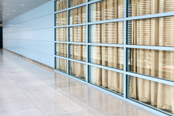 istock Glass wall along the corridor 1365277010