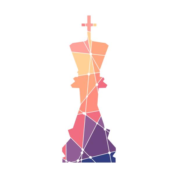 istock Piece of chess. The king icon textured by lines and dots 1365282738