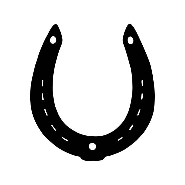 Black silhouette of a horseshoe on a white background. Vector illustration of the symbol of good luck. A horseshoe for luck.  The horseshoe is a talisman of abundance and good luck. Black silhouette of a horseshoe on a white background. Vector illustration of the symbol of good luck. A horseshoe for luck.  The horseshoe is a talisman of abundance and good luck. horseshoe horse luck good luck charm stock illustrations