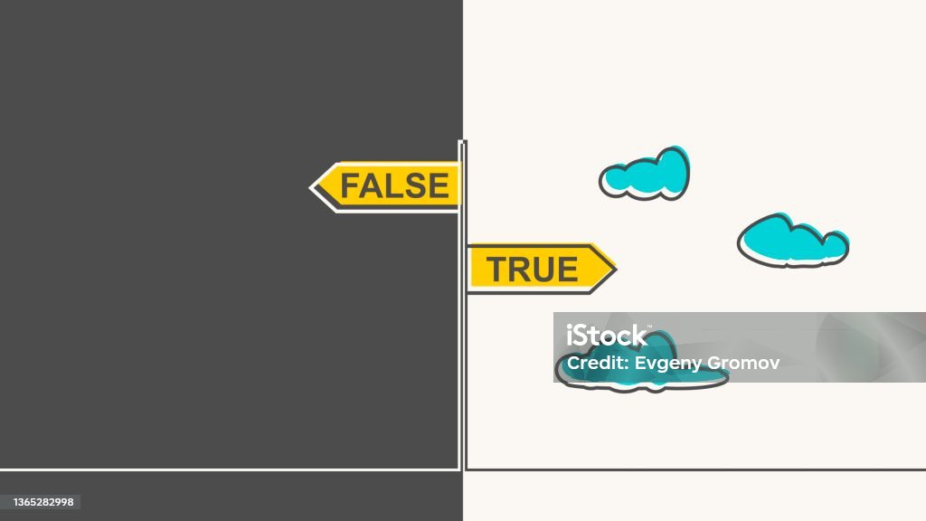 Road Signs With True And False Pointing In Opposite Directions Stock ...