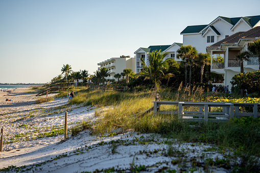 Vero Beach, FL, USA - January 15, 2022: Beachfront vacation homes on Vero Beach FL