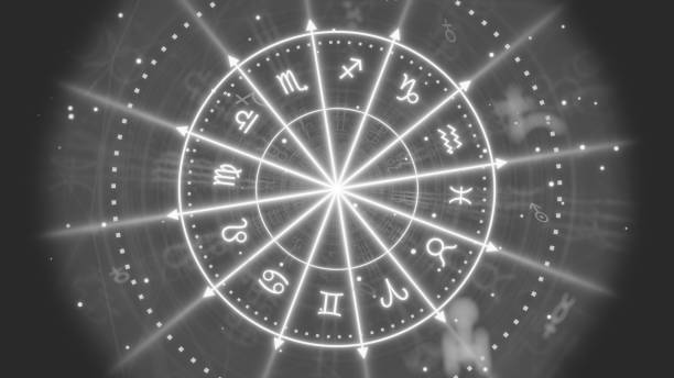 istock Mystical occult astrology symbol with zodiac circle 1365283914