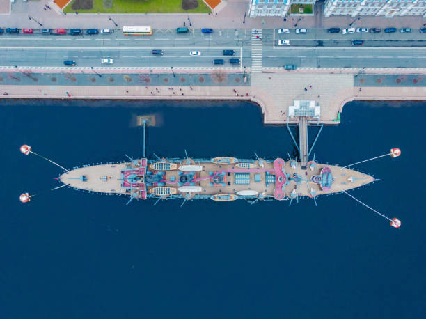 istock Top down view on Cruiser Aurora, Saint-Petersburg 1365289178
