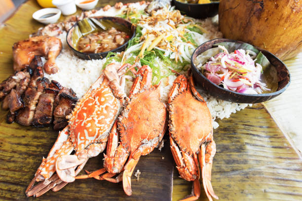 Philippines style grilled seafood on the plate