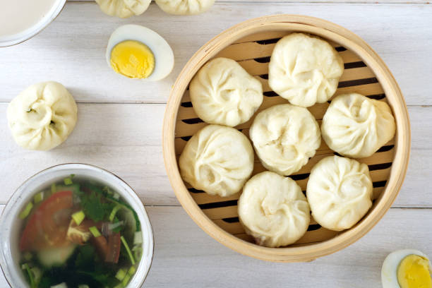 istock A big breakfast, boiled eggs, vegetable soup, steamed stuffed buns 1365293043