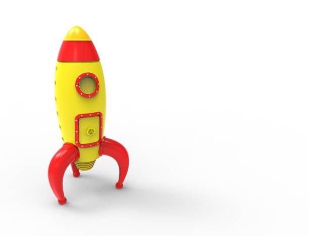 istock 3D rendering of cartoon toy rocket ioslated on white background 1365295273