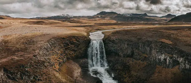 Photo of Iceland Svödufoss Waterfall Panorama Snaefellsnes Vesturland Svodufoss