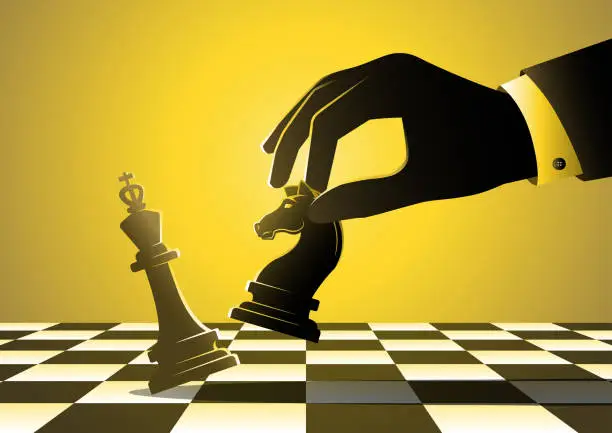 Vector illustration of Businessman playing chess