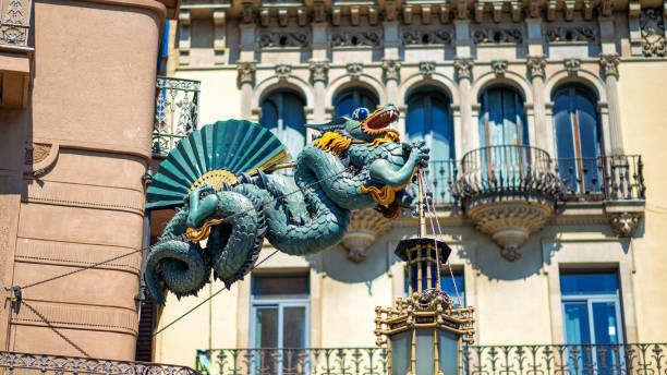 istock Dragon statue on a building in Barcelona, Spain 1365298964