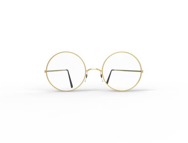 3d rendering of golden vintage glasses isolated in white studio background