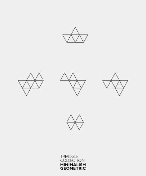 illustrations, cliparts, dessins animés et icônes de noir et blanc minimalisme groupe de formes de groupe de triangle géométriques collection - 13283