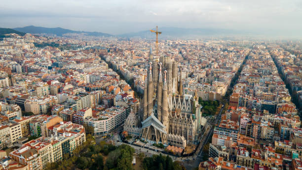 istock Aerial drone view of Barcelona, Spain 1365308129