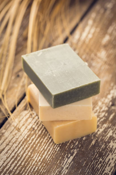 istock Natural handmade soap on a wooden background 1365308186