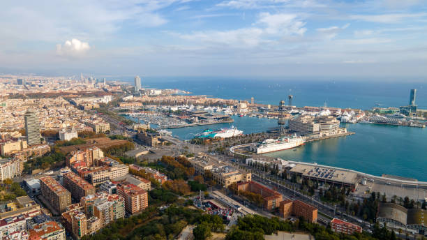 istock Aerial drone view of Barcelona, Spain 1365308201