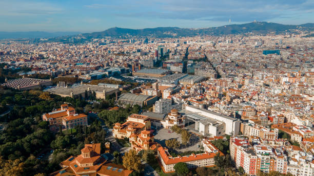 istock Aerial drone view of Barcelona, Spain 1365308356
