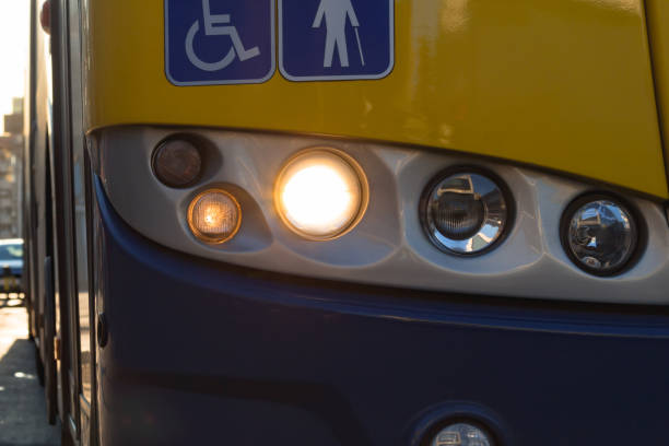 istock Public transportation bus in urban surroundings. 1365308379