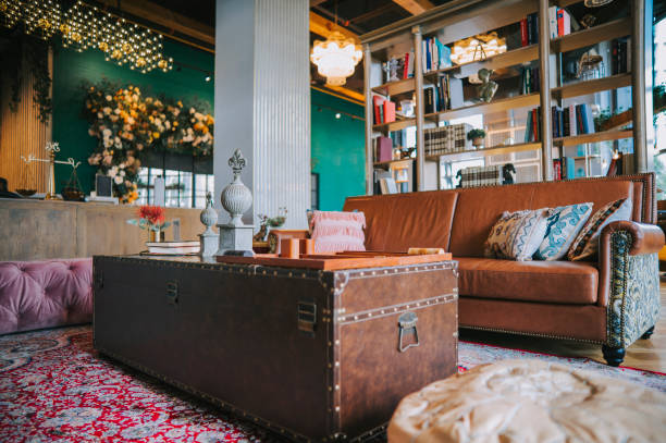 istock luxury classic interior lounge lobby reception with leather sofa book shelf living room 1365312396