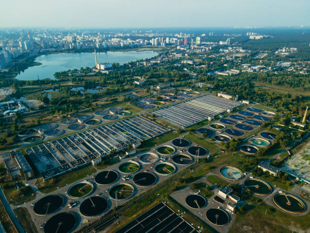 Processing plant. Aeration station. Aerial view.