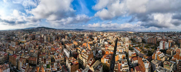 istock Aerial drone panoramic view of Barcelona, Spain 1365315603