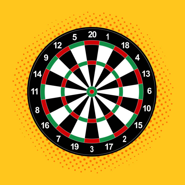 코믹 다트 - dartboard bulls eye darts pattern stock illustrations