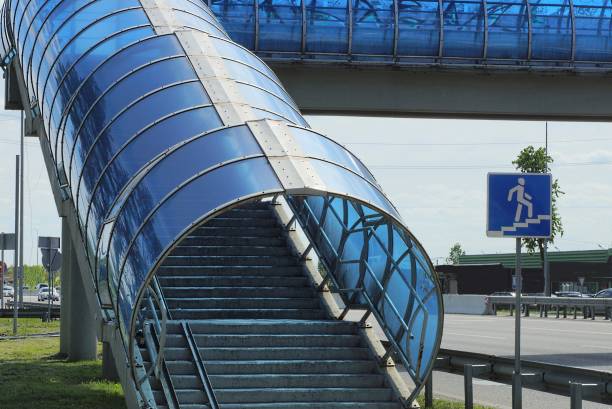 istock part of a long blue plastic tunnel with gray concrete steps 1365317687