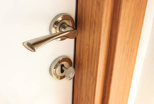 istock Locked door in modern house. 1365321333