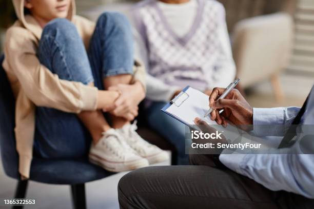 Therapy Session For Teens Close Up Stock Photo - Download Image Now - Mental Health, Child, Mental Health Professional